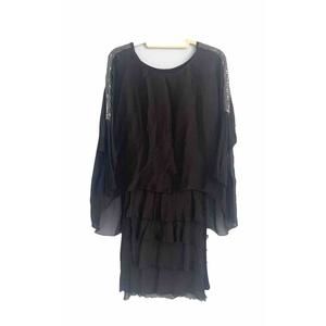 Bolufe Italian Silk Dress Sequin Ruffle Medium